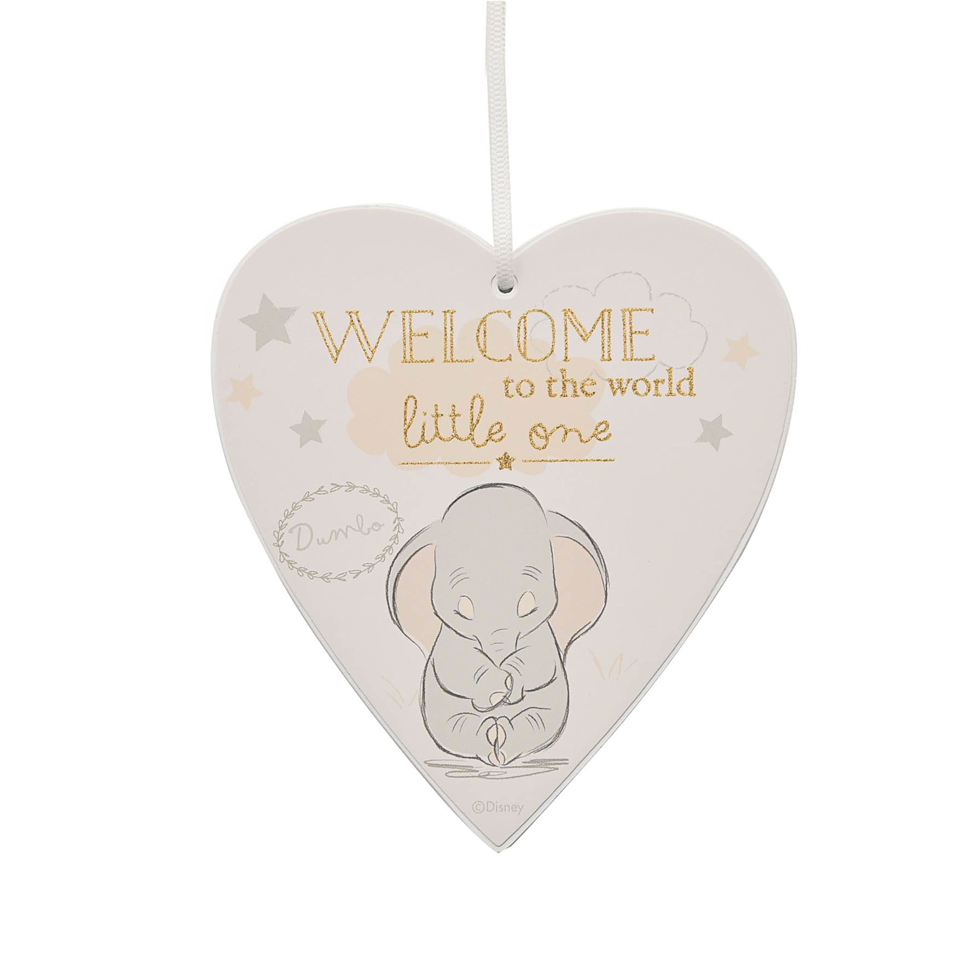 Dumbo Disney Magical Beginnings Σχήμα Καρδιά "Welcome to the World", Κρεμαστό Διακοσμητικό Ξύλινο!